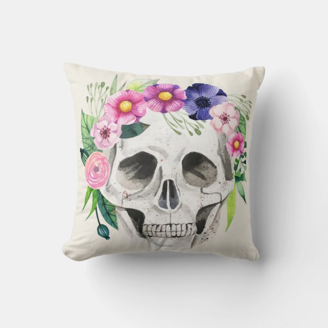 Almofada Vintage Halloween Cross Skull travesseiro (Frente)