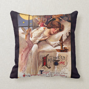 Almofada Vintage Halloween Faeries e Garota Dormindo