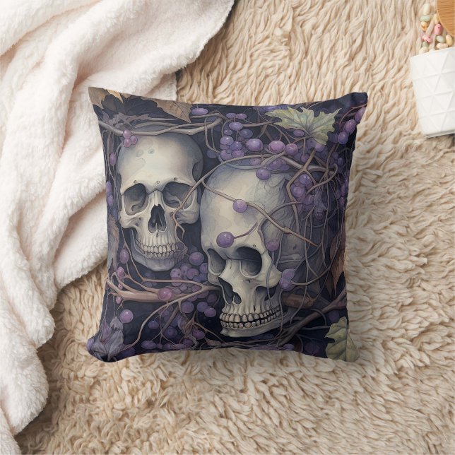 Almofada Vintage Halloween Skulls (Cobertor)