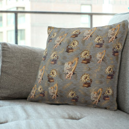 Almofada Vintage Harp e Gramophone na Cinza de Aço