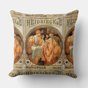 Almofada Vintage Heidsieck & Co Monopole Reims Wine Label
