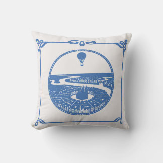 Almofada Vintage Hot Air Balloon Paris Art Nouveau Travesse