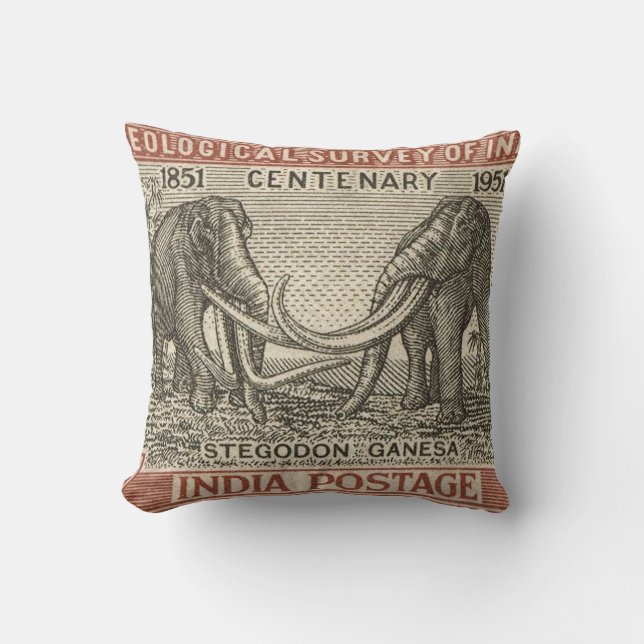 Almofada Vintage India Postage Stamp (Frente)