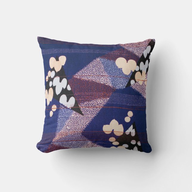 Almofada Vintage Japonês Textil, Padrão Folha (Frente)