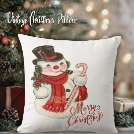 Almofada Vintage Jolly Snowman no Top Hat Feliz Natal