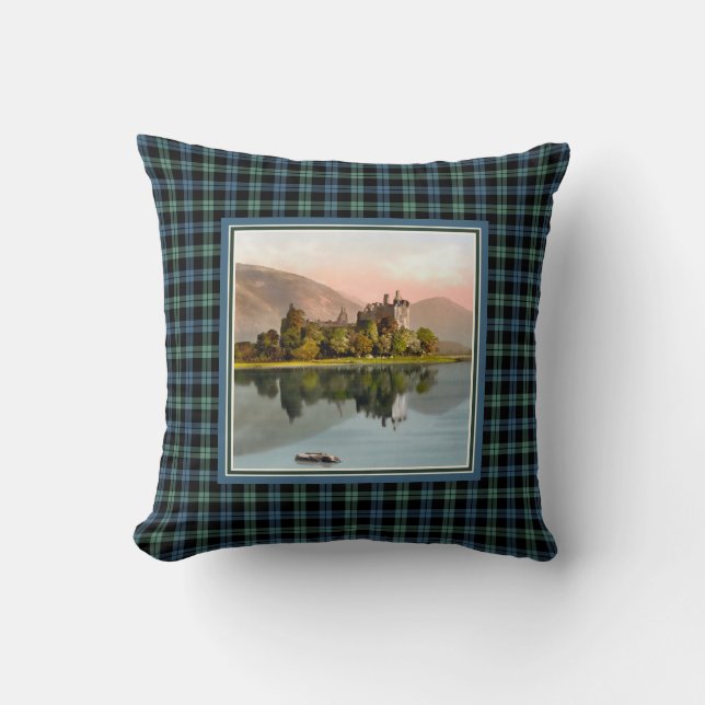 Almofada Vintage Kilchurn Castle Clan Campbell Tartan (Frente)