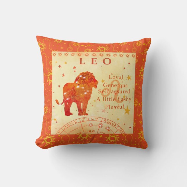 Almofada Vintage Leo Retro Zodiac (Frente)