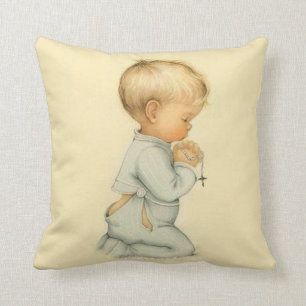 Almofada Vintage Little Boy que praying o rosário