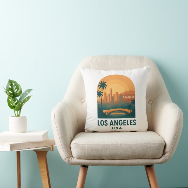 Almofada Vintage Los Angeles Travel – Retro Hollywood  (Cadeira)