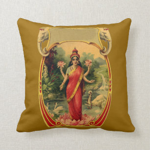 Almofada vintage Lotus Flower Deusa Hindu Lakshmi