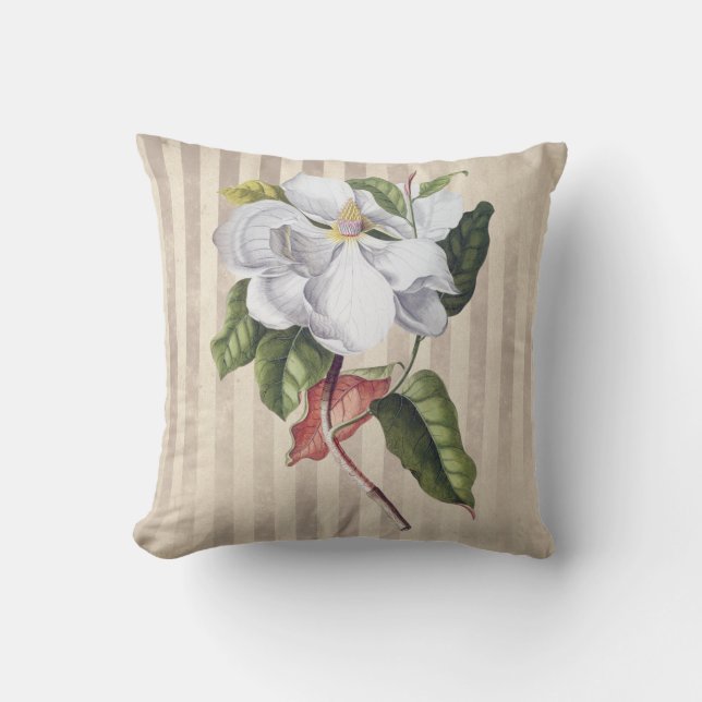 Almofada Vintage Magnolia Flower on Strips (Frente)
