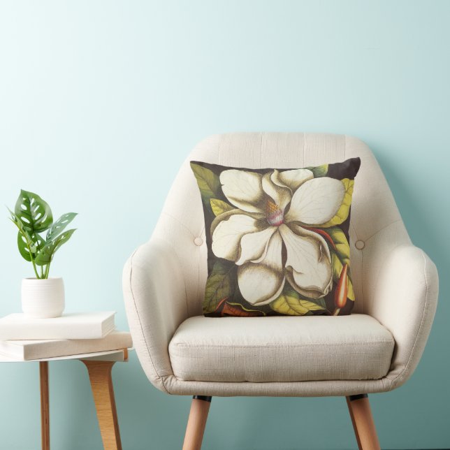 Almofada Vintage Magnolia Flowers Planta Com Sementes (Cadeira)