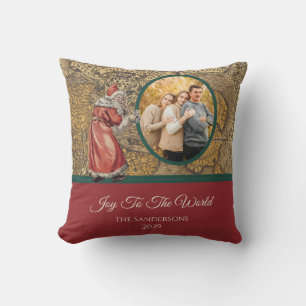 Almofada Vintage Map Joy to the World Papai Noel joga Pi