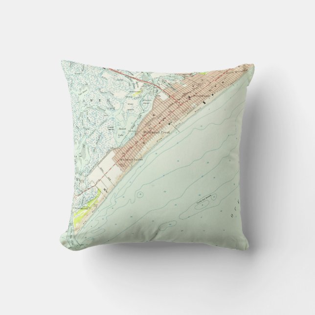 Almofada Vintage Map of Wildwood NJ (1955) (Frente)