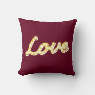Almofada Vintage Marquee Lights Love Cushion - marsala