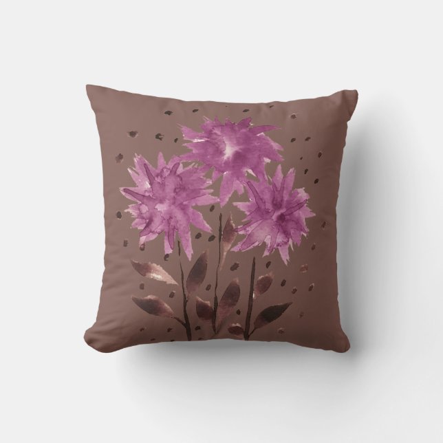 Almofada Vintage Marrom Roxo Floral (Frente)