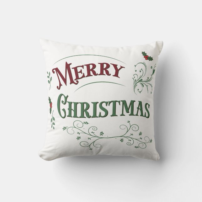 Almofada Vintage Merry Christmas Typography (Frente)