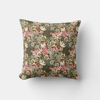 Almofada Vintage Mid-Century Modern Olive and Pink