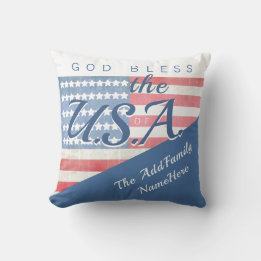 Almofada Vintage Modern American Family Name Patriotic