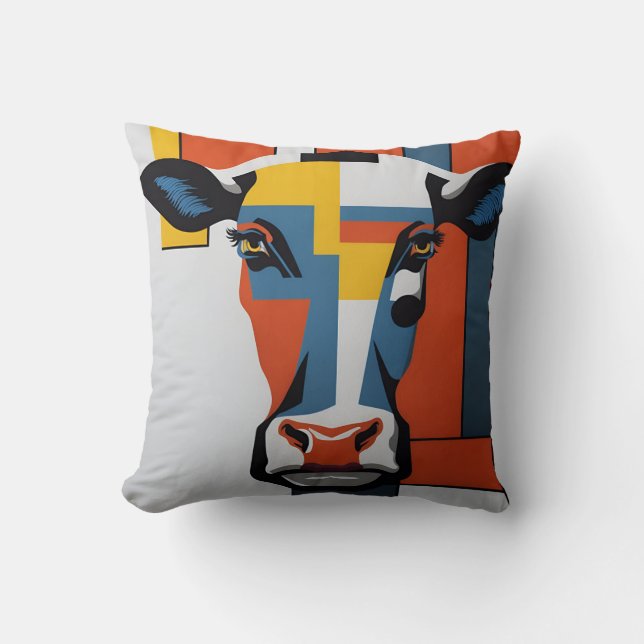 Almofada vintage mondrian animal cow 2 (Frente)