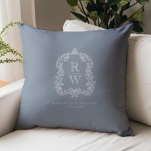 Vintage Monogramas Crest Nomes Dusty Blue Casament