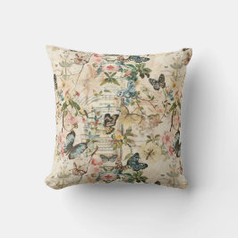 Almofada Vintage Multiborboletas e flores
