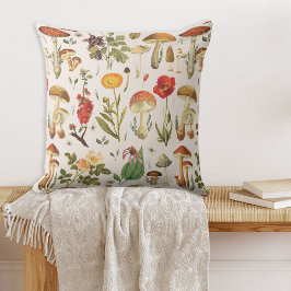 Almofada Vintage Mushroom e Wildflower Pattern
