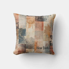 Almofada Vintage New York Urban Collage Art