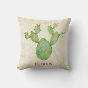 Almofada Vintage Nopal Cactus Watercolor