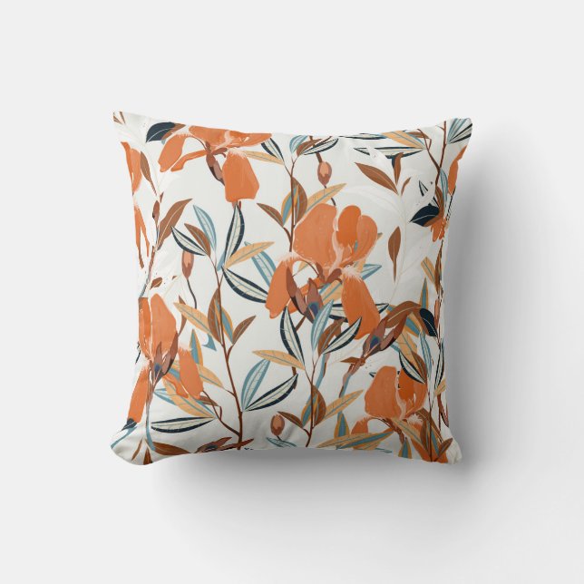 Almofada Vintage Orange Iris Floral (Frente)