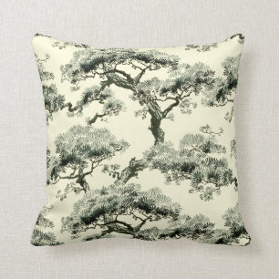 Almofada Vintage Oriental Bonsai Tree Patterno Japonês