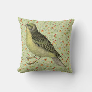 Almofada Vintage Parakeet no padrão de arte folk