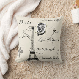 Almofada Vintage Paris França Torre Eiffel viagem monograma