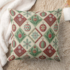 Almofada Vintage Patchwork Quilted Christmas Pattern