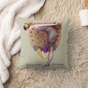 Almofada Vintage Peacock Woman Flapper Bonito