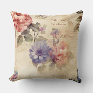 Almofada Vintage personalizado floral aquarela norueguesa