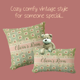 Almofada Vintage Personalizado Rosa Doily Green Damask