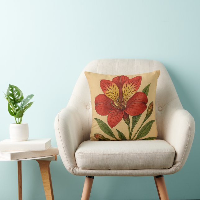 Almofada Vintage Peruvian Lily on Weathered Paper (Cadeira)