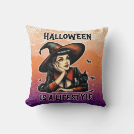Almofada Vintage Pin-Up Halloween Bruxa Dois Impressão