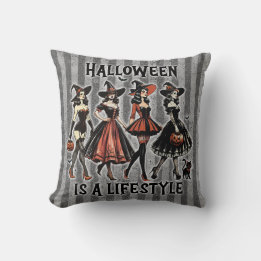 Almofada Vintage Pin-Up Halloween Bruxa Dois Impressão