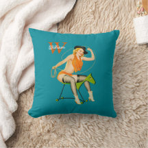 Vintage Pinup Girl - Cowgirl Riding Wooden Horse