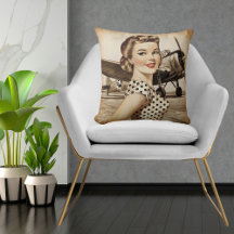 Vintage Pinup Girl & WW2 Airplane, Elegante