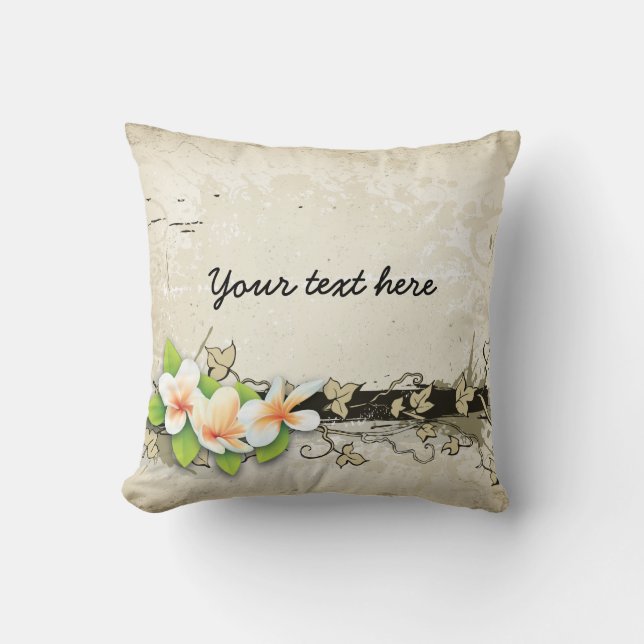 Almofada Vintage plumeria/frangipani e vinho (Frente)