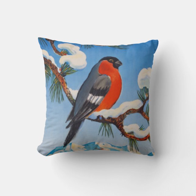 Almofada Vintage Pontresina Suiça de férias de inverno (Frente)