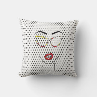 Almofada Vintage Pop Art Face Lábios Óculos Pontos Quadrinh