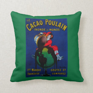 Almofada Vintage PosterEurope de Poulain do cacau