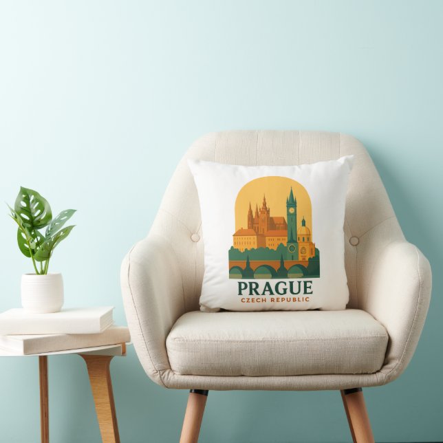 Almofada Vintage Prague Czech Republic Travel Throw Pillow  (Cadeira)