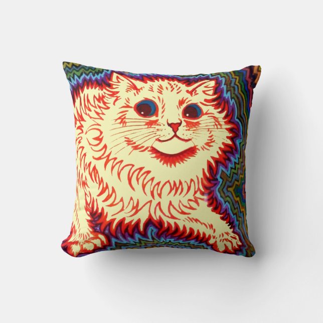 Almofada Vintage Psychedelic Cat por Louis Wain (Frente)