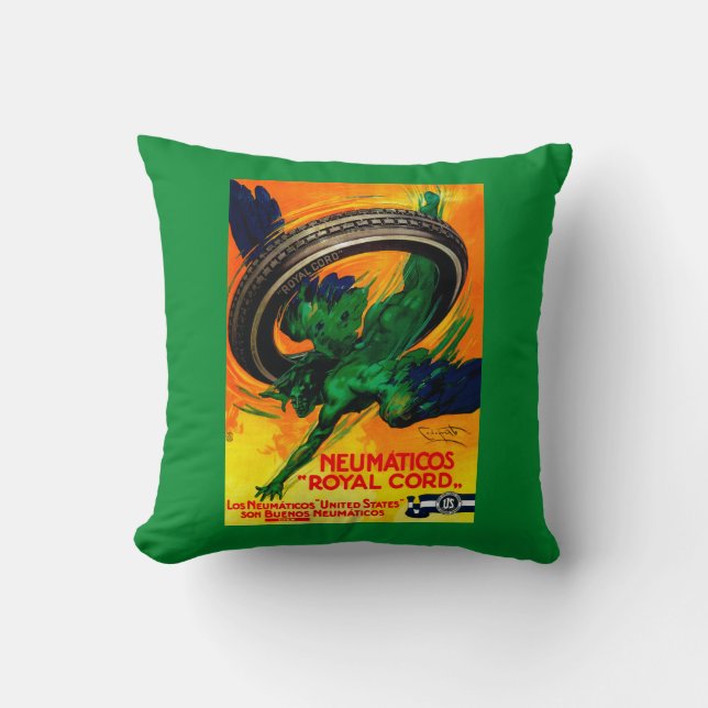 Almofada Vintage real PosterEurope do cabo de Neumaticos (Frente)