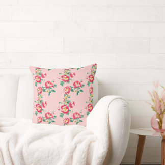 Almofada Vintage Red and Pink Peony Chinoiserie Vine Floral